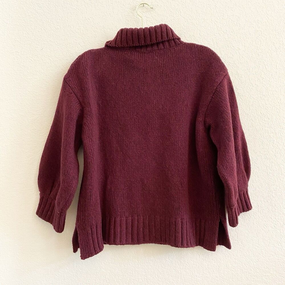 Women's Burgundy Turtleneck Sweater - Picture 11 of 14